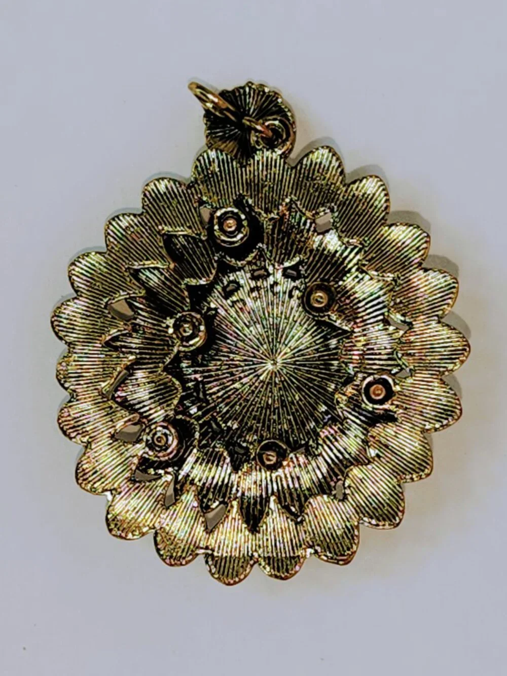 Ornate Gold-Tone Blue & Teal Rhinestone Peacock Statement Brooch\Pendant